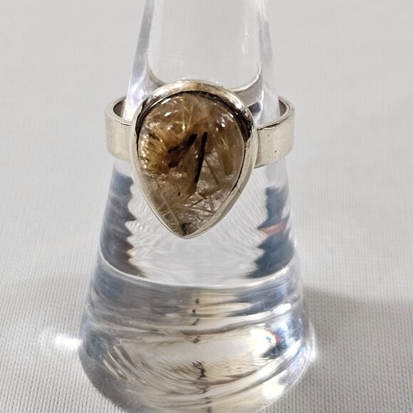 Rutilated Quartz Sterling Silver ring - Picture 2 of 3